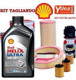 Buy 5w30 Shell Helix Ultra Ect C3 engine oil change and PASSAT Filters (3G2, 3G5) 1.6 TDI 88KW / 120CV (mot. DCXA) auto parts...
