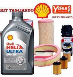 Comprar Cambio de aceite del motor 0w-30 Shell Helix Ultra Ect C2 y DELTA III 1.4 Ecochic Turbo LPG Filtros 88KW / 120CV (mot...