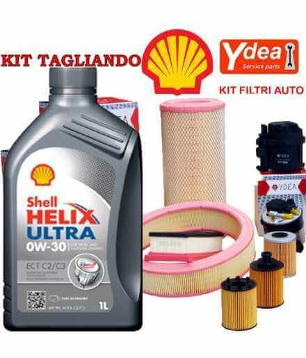 Achetez 0w-30 Shell Helix Ultra Ect C2 Vidange d'huile moteur et filtres TOURAN II (1T3) 1.6 TDI 66KW / 90CV (moteur CAYB)  M...