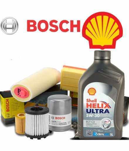 Buy 5w30 Shell Helix Ultra ECT C3 oil change and Bosch Mi.To 1.3 JTDm Start & Stop 70KW / 95HP filters (engine 199B1.000) aut...