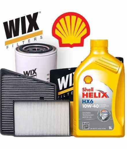 Buy 10w40 Shell Helix HX6 oil change and Wix GOLF V 1.9 TDI 77KW / 105CV filters (BJB / BKC / BXE motor) auto parts shop onli...