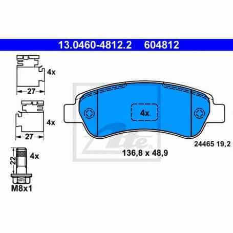 Kit Pastiglie Freni ATE , freno a disco 13.0460-4812.2