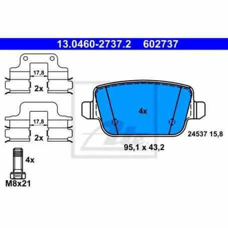 ATE Kit de plaquettes de frein, frein à disque 13.0460-2737.2