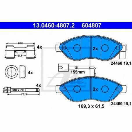 Kit Pastiglie Freni ATE , freno a disco 13.0460-4807.2