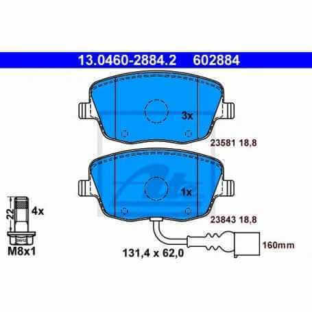 Kit Pastiglie Freni ATE , freno a disco 13.0460-2884.2