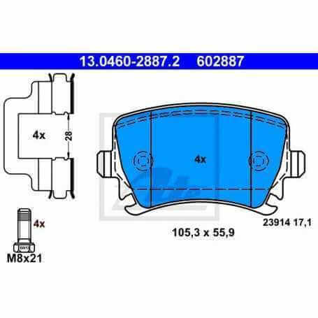 ATE Bremsbelagsatz, Scheibenbremse 13.0460-2887.2