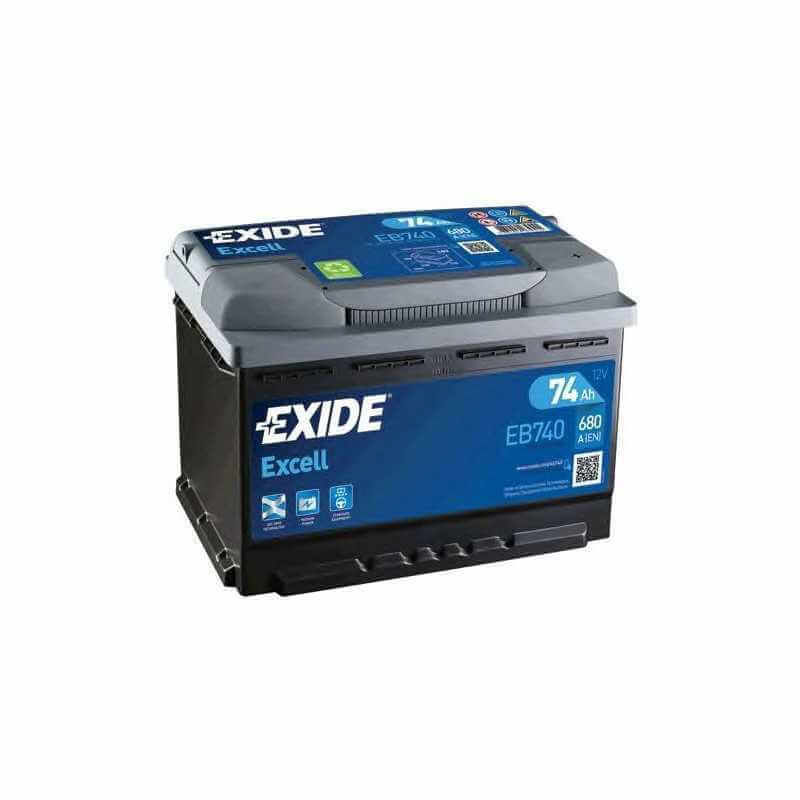 Car battery Exide Excell EB740 74Ah starting 680A POLO + POSITIVE R