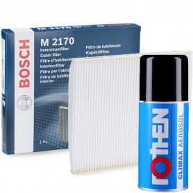 Comprar KIT DE FILTRO DE AIRE DE CABINA CARB. ACTIV. BOSCH 1987432170+ DESINFECTANTE ROTEN CLIMAX AREOSOL  tienda online de a...