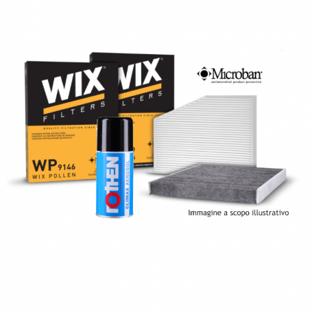 Higienización del aire acondicionado del automóvil 1 filtro de cabina WIX FILTERS WP9036 y 1 desinfectante Rothen Spray Climax A