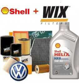 Kaufen Motorölschneidsatz SHELL HELIX HX8 5W40 5LT 4 FILTER WIX VW POLO 1.4 TDI Autoteile online kaufen zum besten Preis